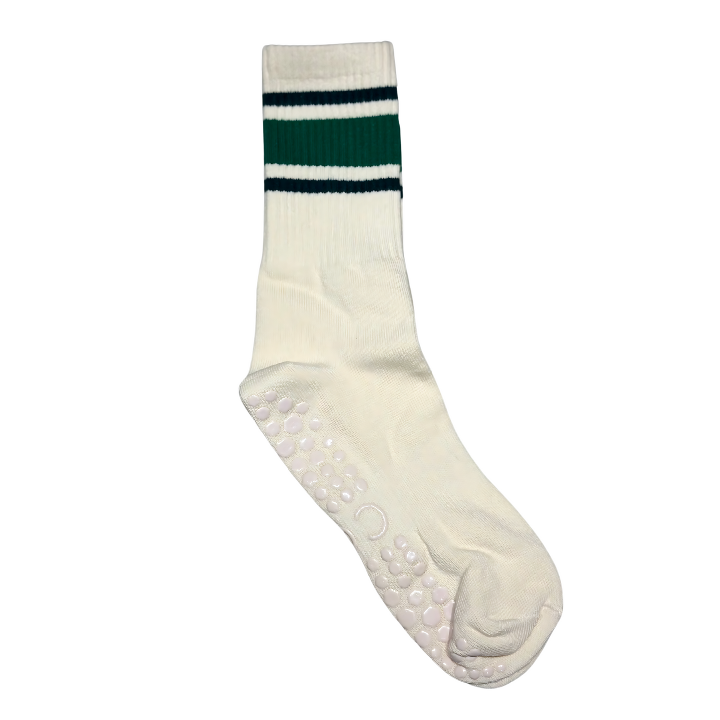 Classic Stripe Grip Socks - Forest Green