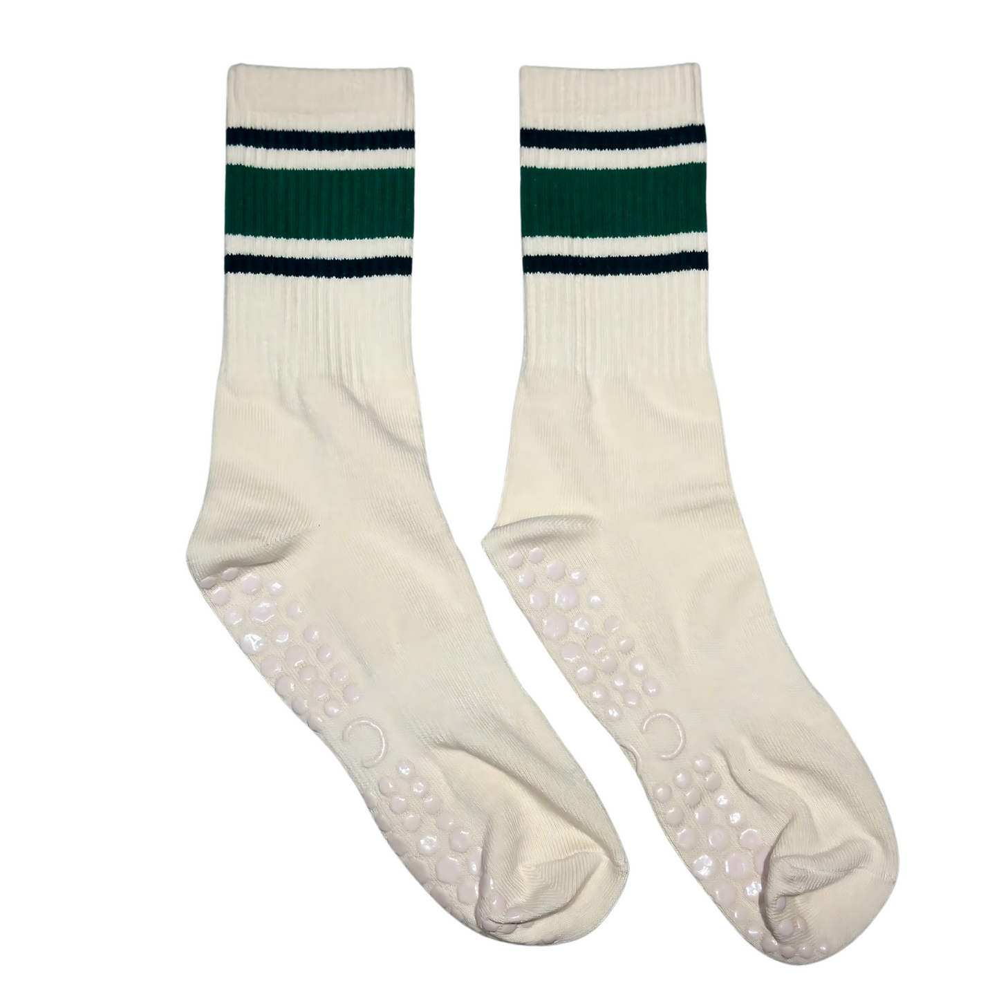 Classic Stripe Grip Socks - Forest Green