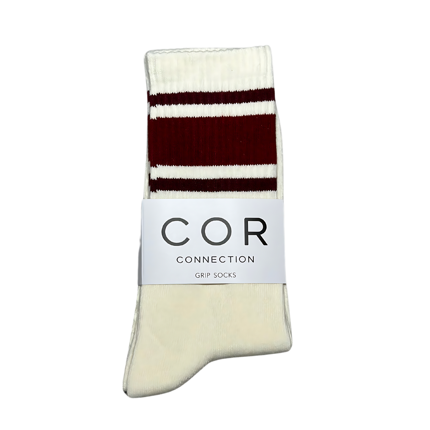 Classic Stripe Grip Socks - Cherry Red