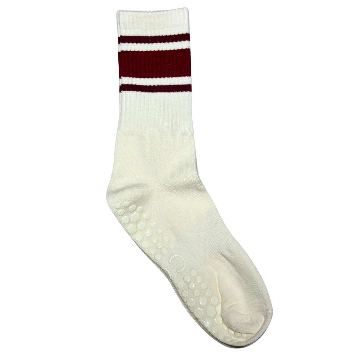 Classic Stripe Grip Socks - Cherry Red