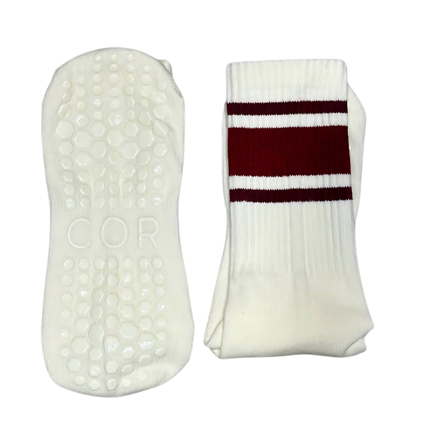 Classic Stripe Grip Socks - Cherry Red